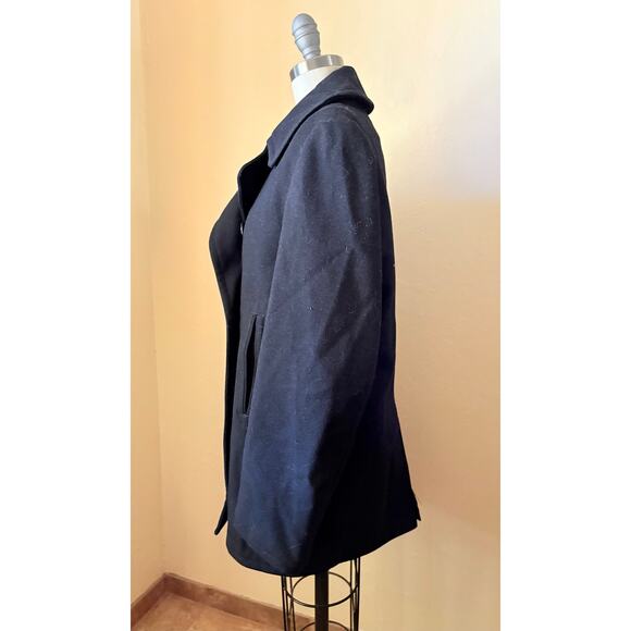 Vintage US Navy Peacoat Men’s 100% Wool Military Jacket Anchor Buttons Black S/M - Picture 3 of 6